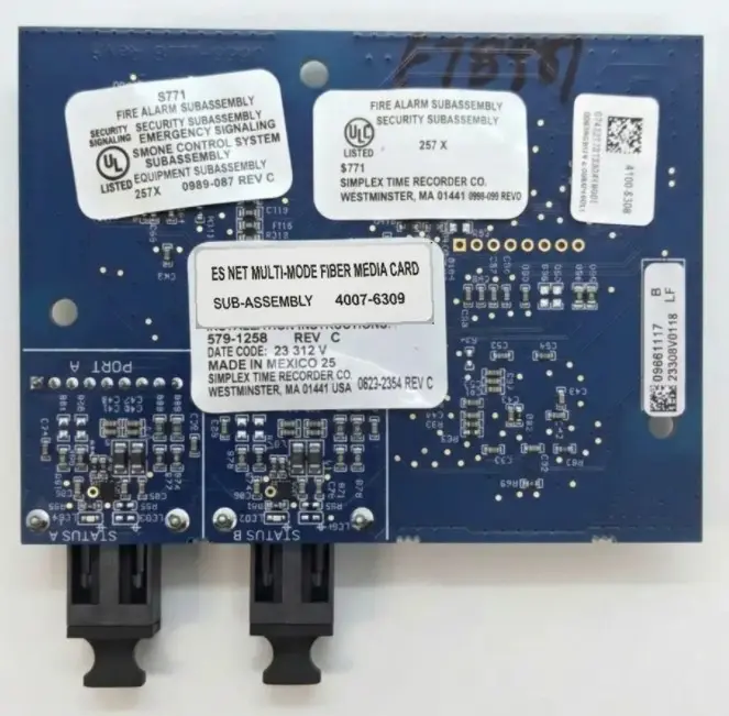 [SPL-4007-6309] Tarjeta de red de Fibra Óptica multimodo para panel 4007ES. Simplex