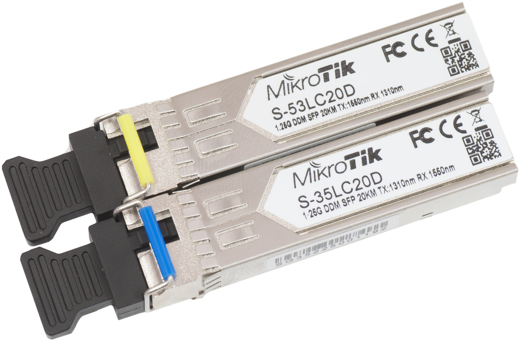 [MIK-S-3553LC20D] Transceptores SFP, monomodo de 1,25G (1 par). Marca Mikrotik