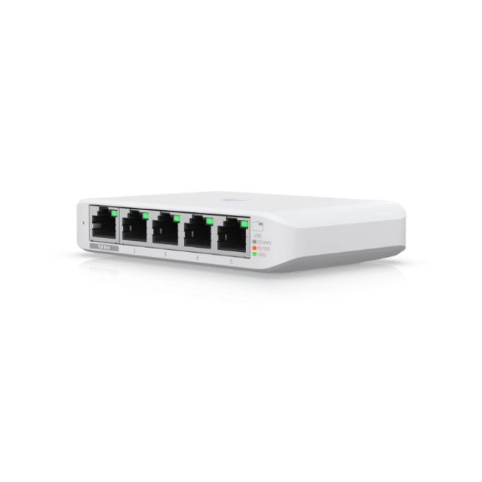 [UBT-USW-FLEX-MINI] UniFi Flex Mini USW-FLEX-MINI — Switch administrable de 5 puertos Gigabit con entrada PoE 802.3af y alimentación USB-C para oficinas, escritorios y puntos remotos