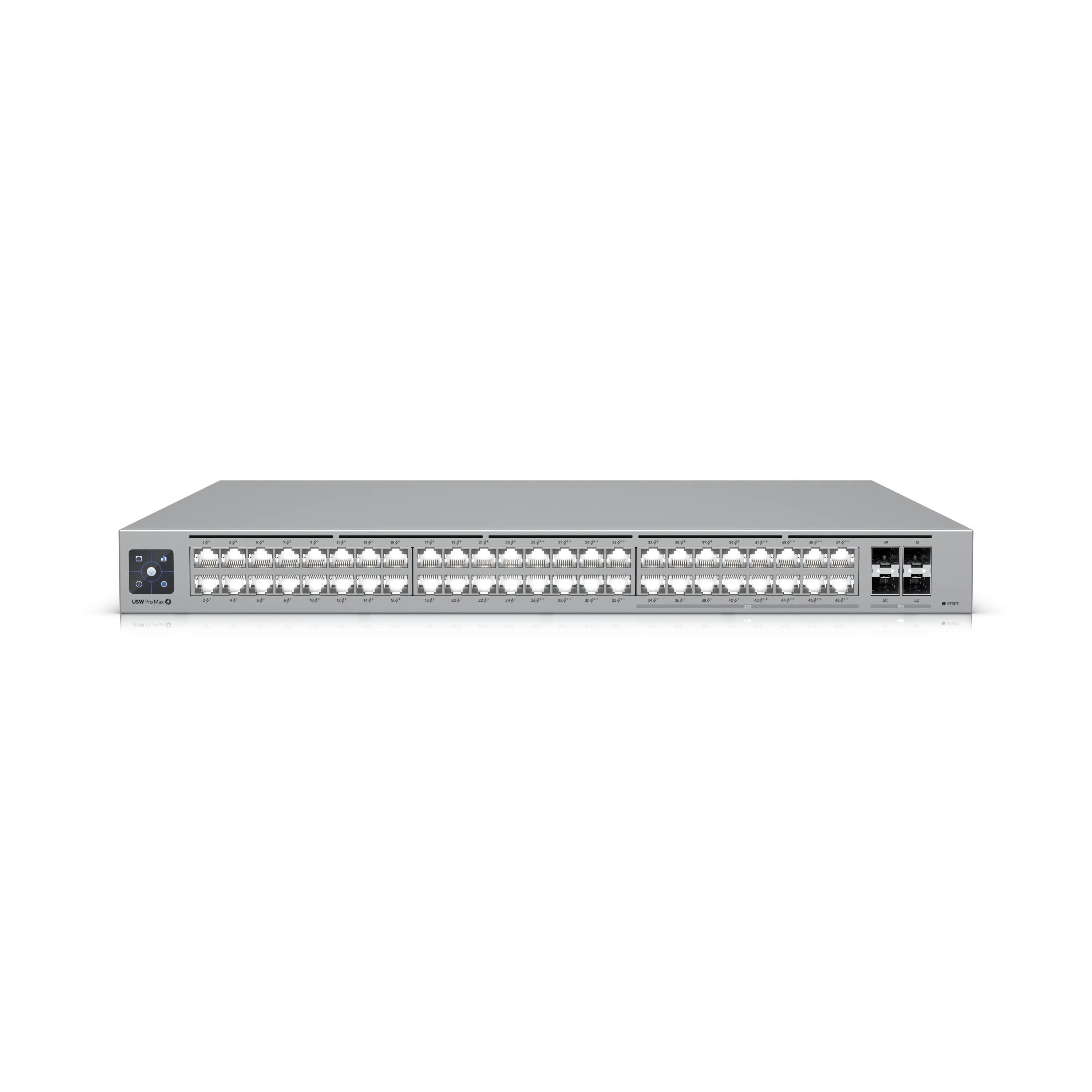 [UBT-USW-PRO-MAX-48-POE] UniFi Pro Max 48 PoE USW-PRO-MAX-48-POE — Switch capa 3 de 48 puertos con Etherlighting, PoE++ (64W), (16) puertos 2.5 GbE, (4) uplinks 10G SFP+ y 720W de presupuesto PoE
