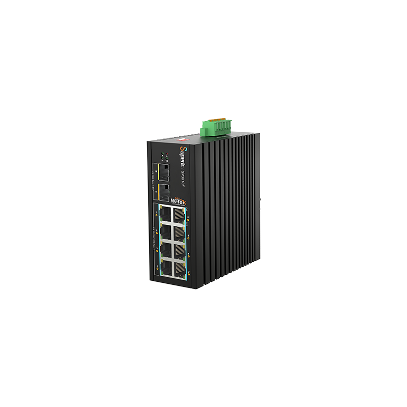 [WIT-SP3010F] Wi-Tek SP3010F. Switch PoE no gestionable Wi-Tek de gama industrial. 8 puertos PoE+ Gigabit. 2 puertos SFP Gigabit. Entrega PoE total de 240W. VLAN/Extender/QoS/PoE Watchdog. Temperatura extendida de -40°C ~ +75°C 8ge+2sfp fiber uplink unmanaged ind