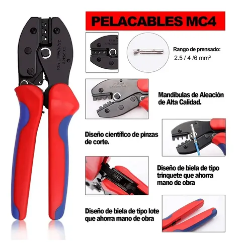 [ECB-RV1024] KIT COMPRESIONADORA MC4 (2.5/4/6MM) C/ESTUCHE + 12PAR MC4 + 2LLAV ING.
