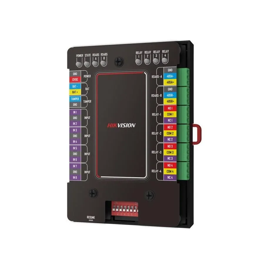 Módulo de expansión Hikvision con 8 entradas y 4 salidas de alarma