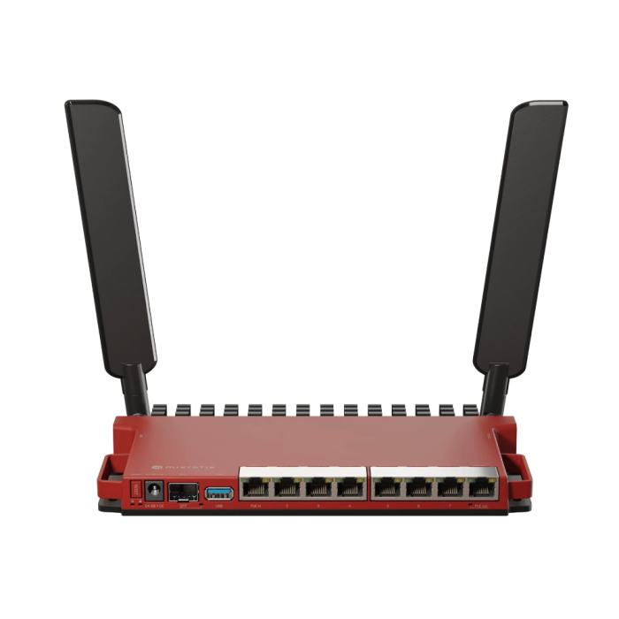 Router Board, 8 Puertos Gigabit + 1 puerto PoE-Out Pasivo, 1 Puerto SFP, Wi-Fi 6 en 2.4Ghz, Antenas de 4 dBi,