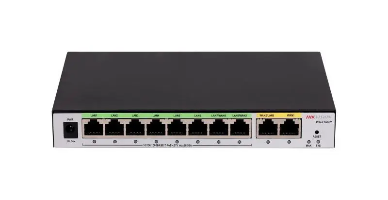 [HIK-DS-3WG210GP-SI] Router Gigabit PoE+, Ideal para Access Point (AP), 8 Puertos Gigabit PoE+, 2 Puertos WAN, Hasta 200 clientes
