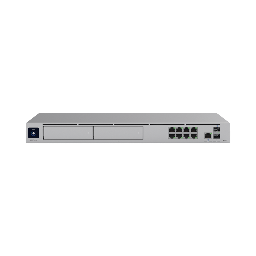 [UBT-UDM-PRO-MAX] UniFi Dream Machine Pro Max UDM-PRO-MAX — Cloud Gateway 10G enterprise con 5 Gbps IDS/IPS, (2) bahías NVR RAID 1, doble WAN 10G SFP+ / 2.5 GbE, 8 GB DDR4 y soporte para 200+ dispositivos UniFi